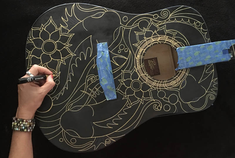 art painted on a guitar