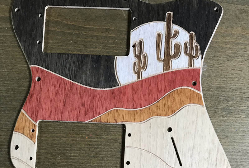 engraved wooden guitar pickguard