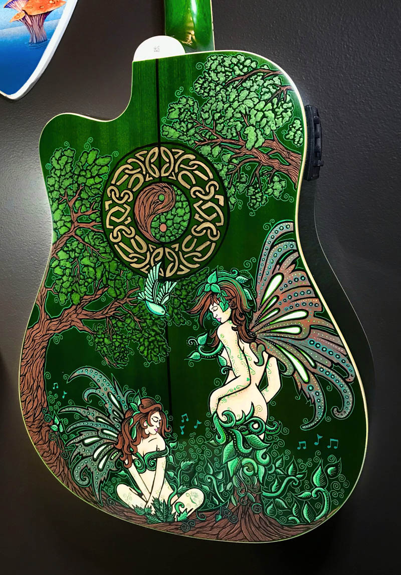 painted guitar with custom design