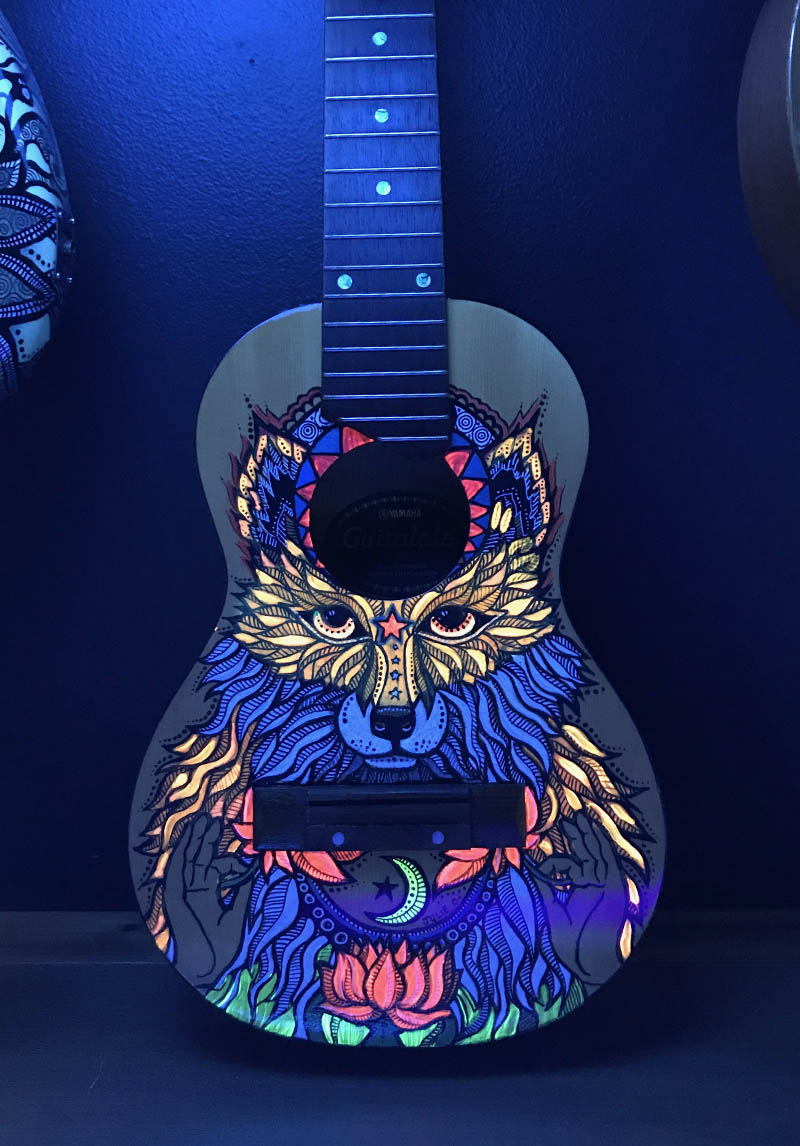 painted guitar with custom design