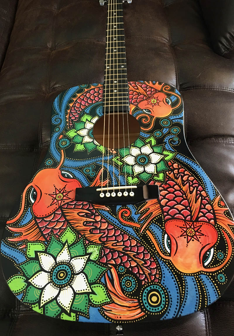 painted guitar with custom design