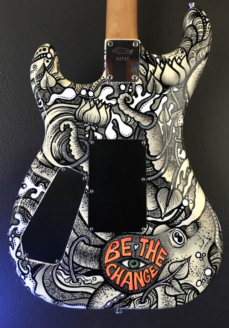 painted guitar with custom design