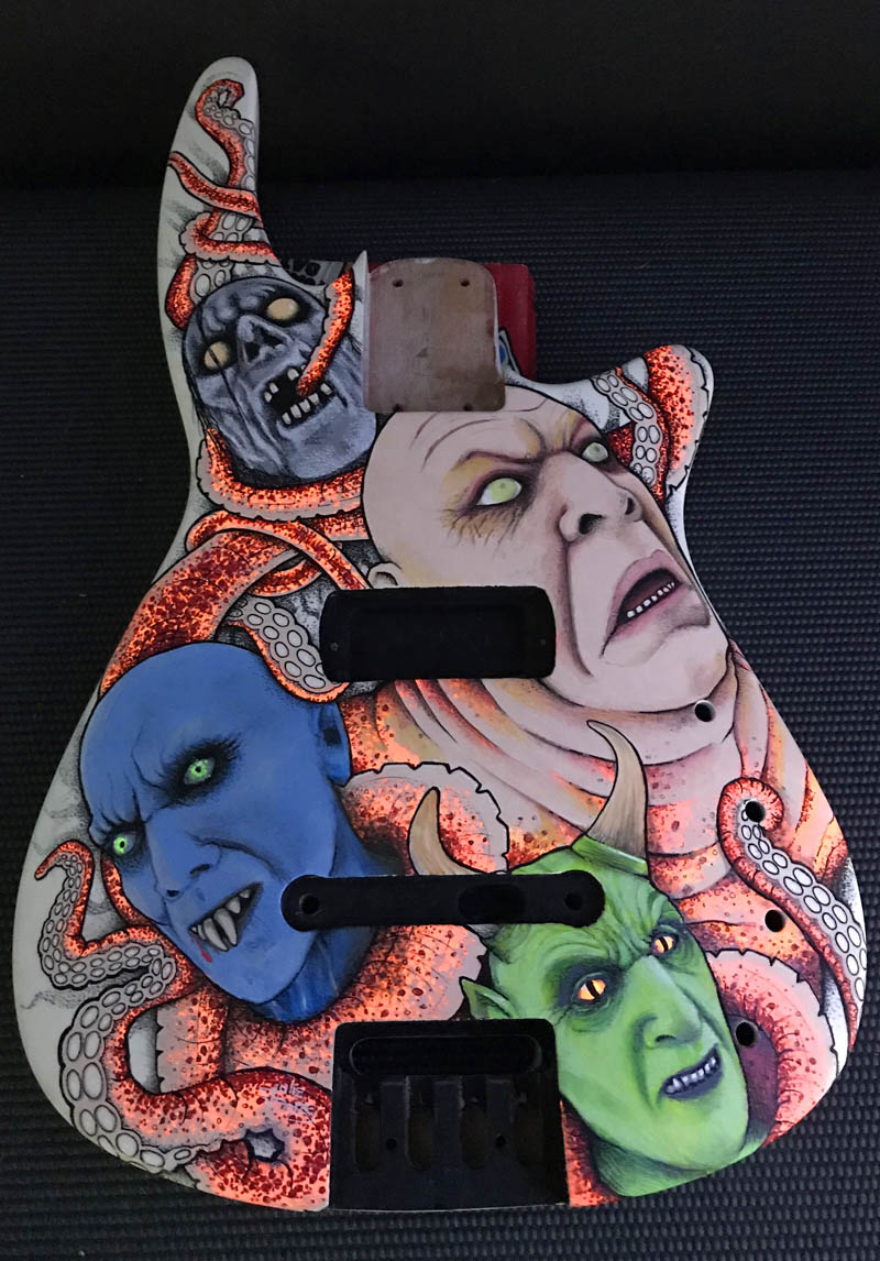 painted guitar with custom design