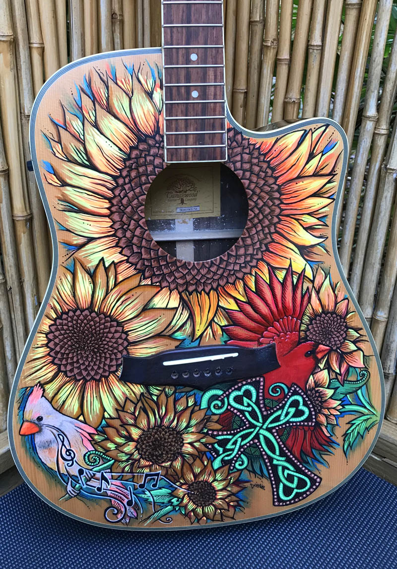 painted guitar with custom design